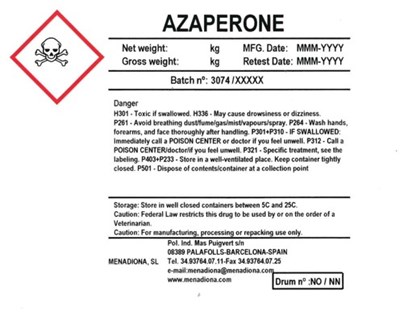 image of container label - azaperone label